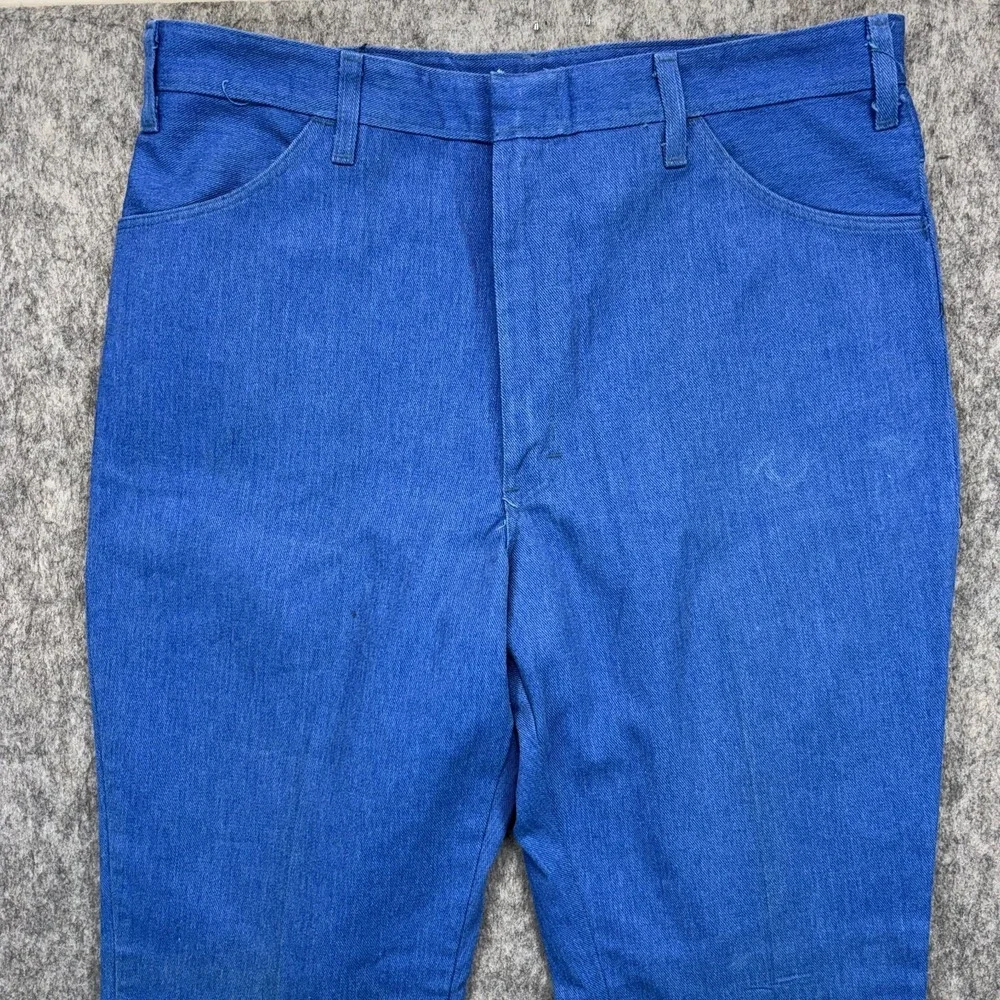 True Vintage 1970s Dickies Chino Work Pants Navy Blue Talon Zipper Men's 36 x 33